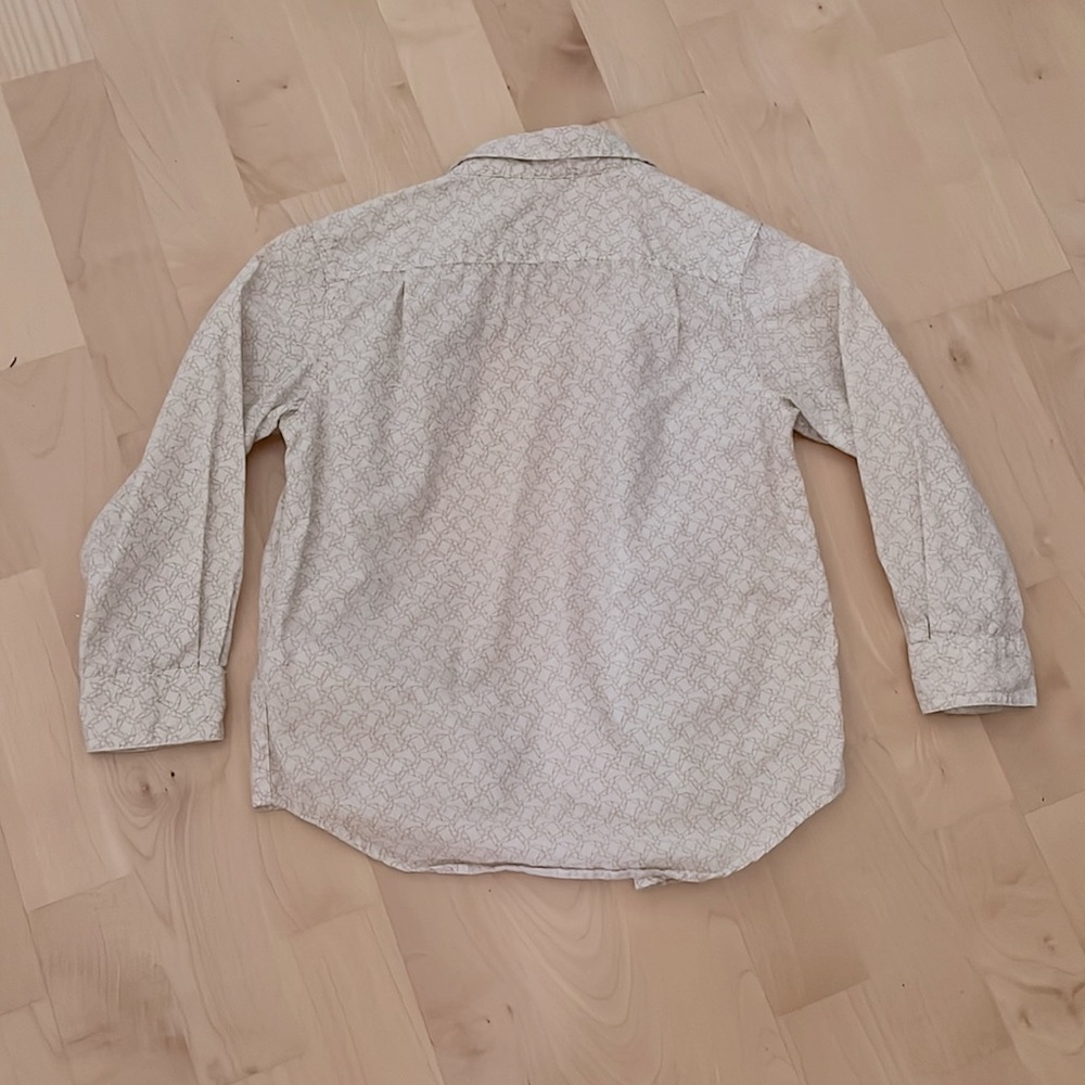 Old Navy White Cotton Shirt Kids XS 100% Cotton Tan Pinwheels - Picture 3 of 4